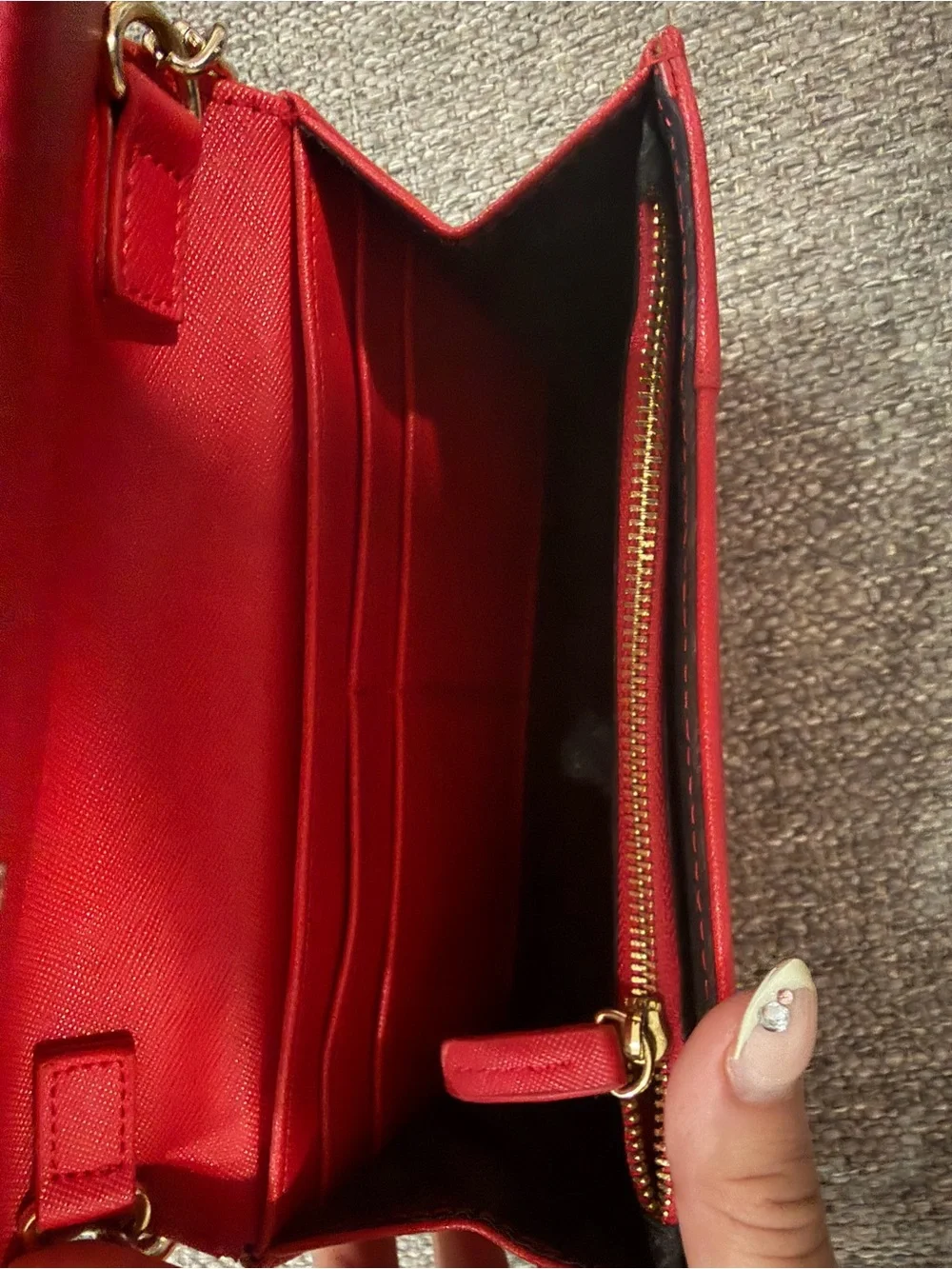 Steve Madden Red Saffiano Crossbody Wallet